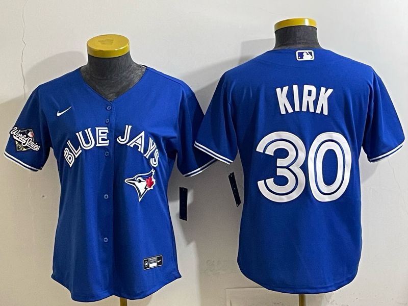 Women 2025 Nike Toronto Blue Jays #30 Kirk Blue Game MLB Jersey 02